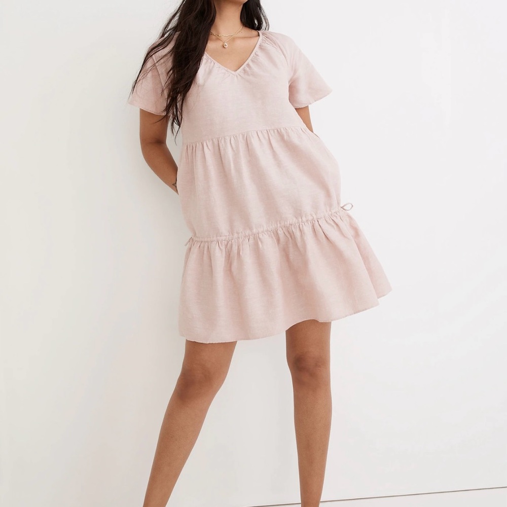 Madewell Pink V-Neck Sundress Short Sleeve